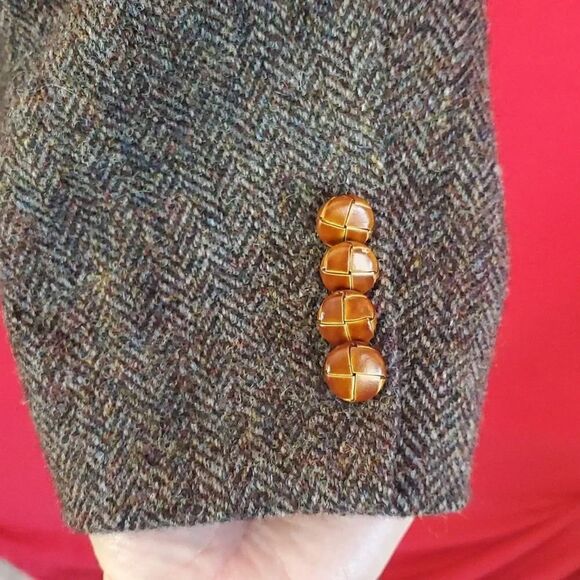 HARRIS TWEED VINTAGE BLAZER BROWN Size 42L Acadamia - Picture 6 of 8